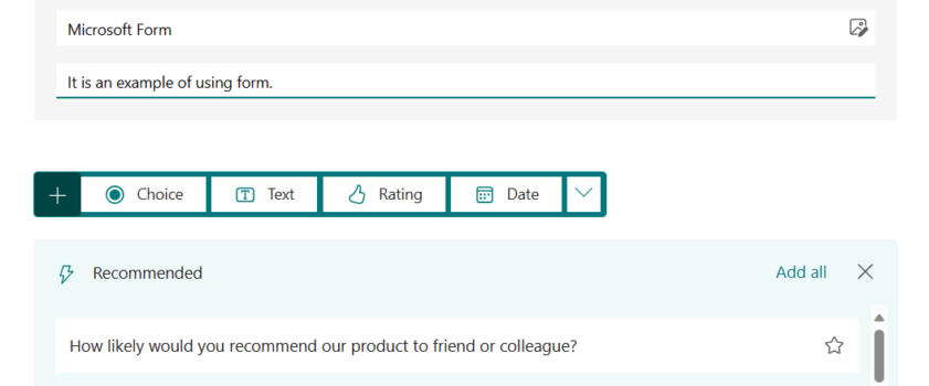 Microsoft Form example